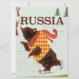 Russia bear vintage travel poster