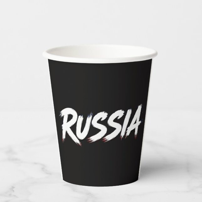 Russia Brush Flag Typography Design Paper Cups (Front)