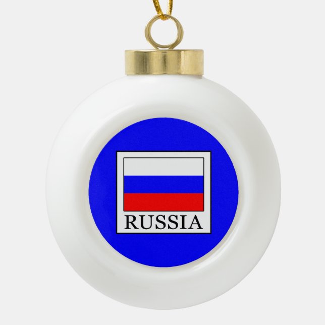Russia Ceramic Ball Christmas Ornament (Front)