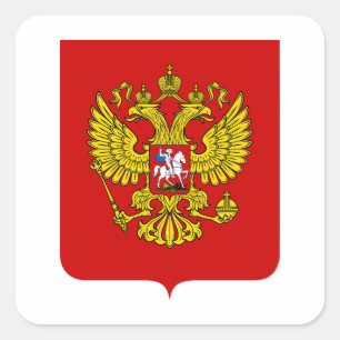 Russia country coat arms symbol emblem flag square sticker