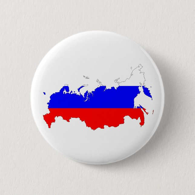 russia country flag map shape symbol 6 cm round badge (Front)