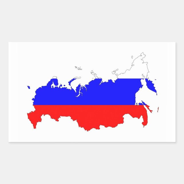 russia country flag map shape symbol rectangular sticker (Front)