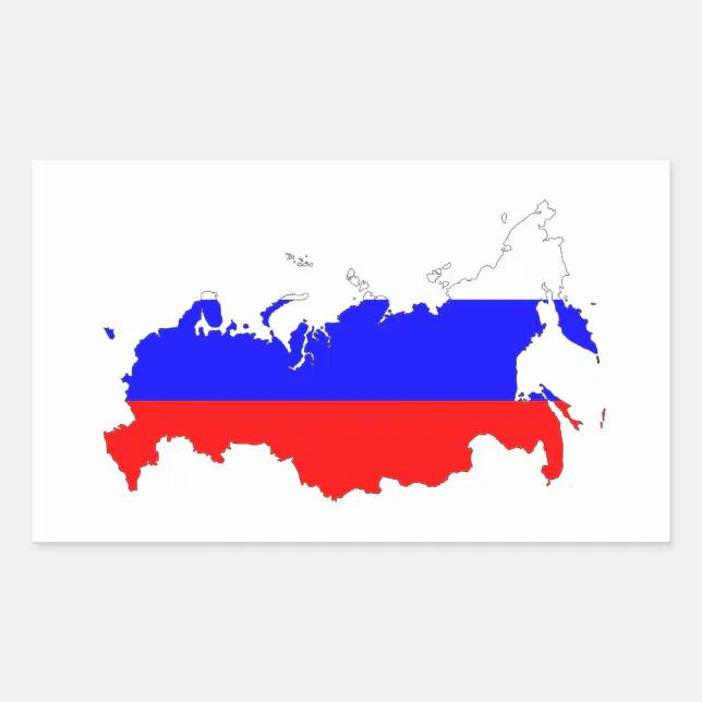 russia country flag map shape symbol rectangular sticker | Zazzle
