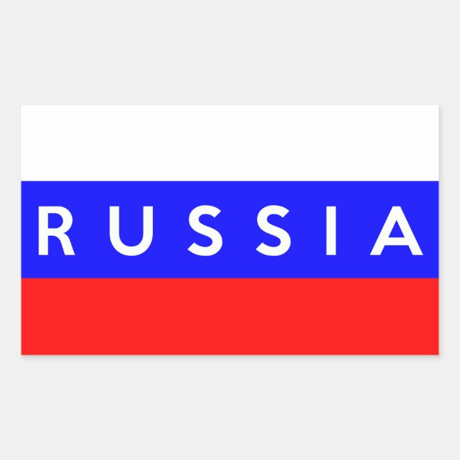 russia country flag symbol name text rectangular sticker (Front)