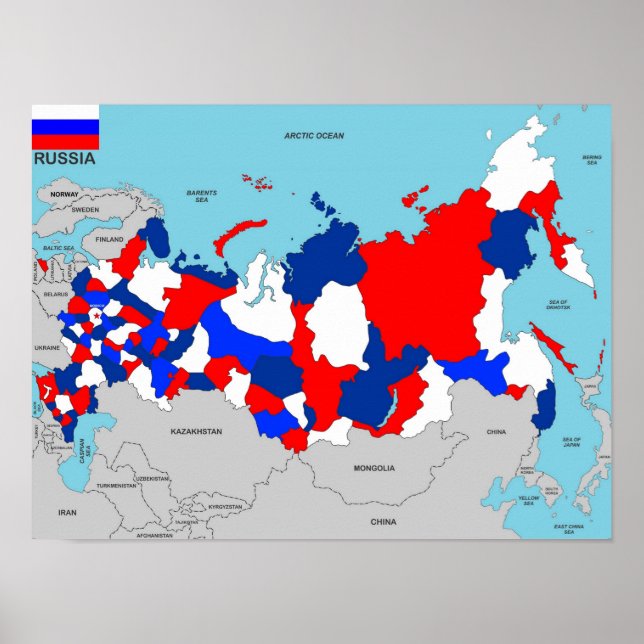 russia country political map flag poster (Front)