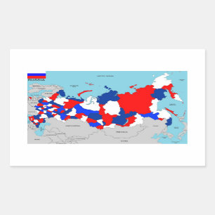 russia country political map flag rectangular sticker