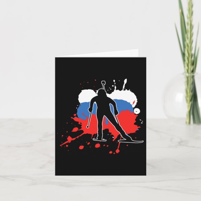 Russia Flag Biathlonist - Russian Biathlon  Card (Front)
