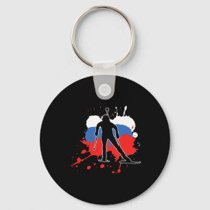 Russia Flag Biathlonist - Russian Biathlon Key Ring