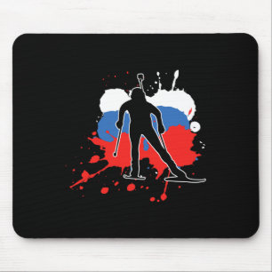 Russia Flag Biathlonist - Russian Biathlon Mouse Mat