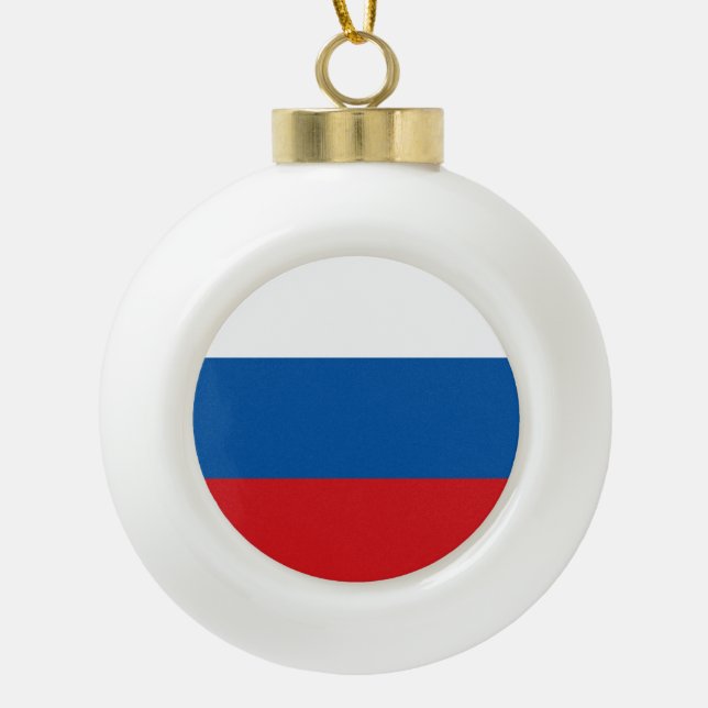 Russia Flag Ceramic Ball Christmas Ornament (Front)