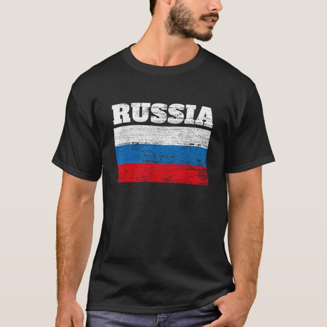 Russia Flag Cool design Gifts Idea T Shirt (Front)