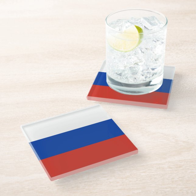 Russia flag glass coaster (Angled)