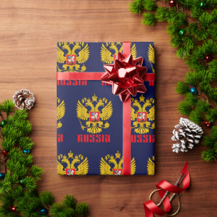Russia Flag Imperial Eagle Russian Orthodox Wrapping Paper