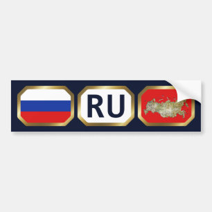 Russia Flag Map Code Bumper Sticker