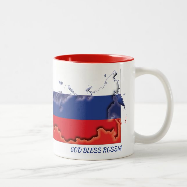 RUSSIA FLAG MAP Scripture Customised Two-Tone Coffee Mug (Right)