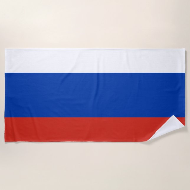 Russia Flag Russian Patriotic Beach Towel (Front)