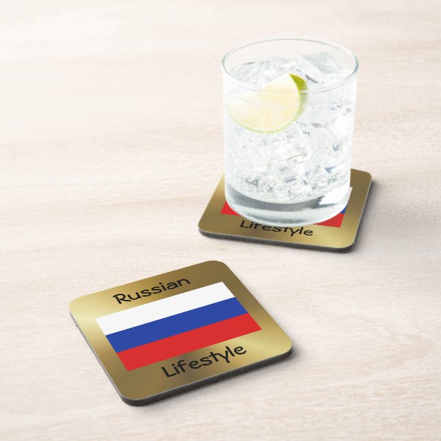 Russia Flag+Text Coaster (Right Side)