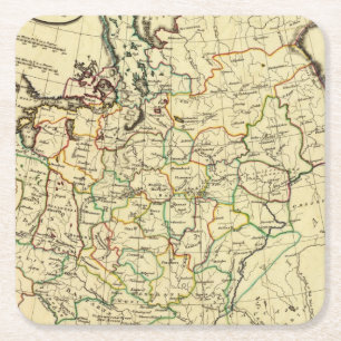Russia in Europe with boundaries outlined Square Paper Coaster