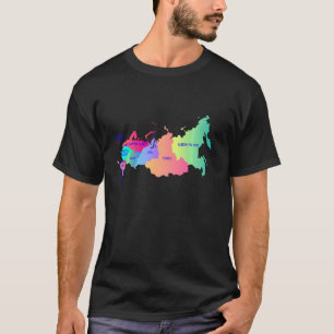 Russia Map  With Regions Names Russian Federation  T-Shirt