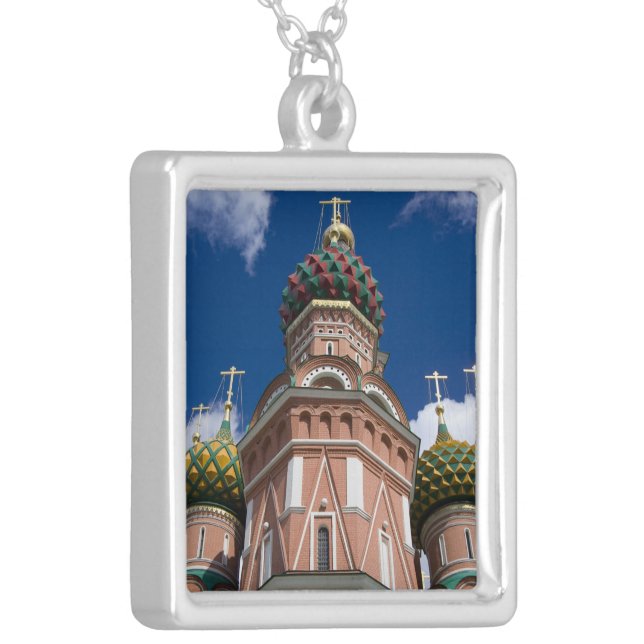 Russia, Moscow, Red Square. St. Basil's 2 Silver Plated Necklace (Front Left)