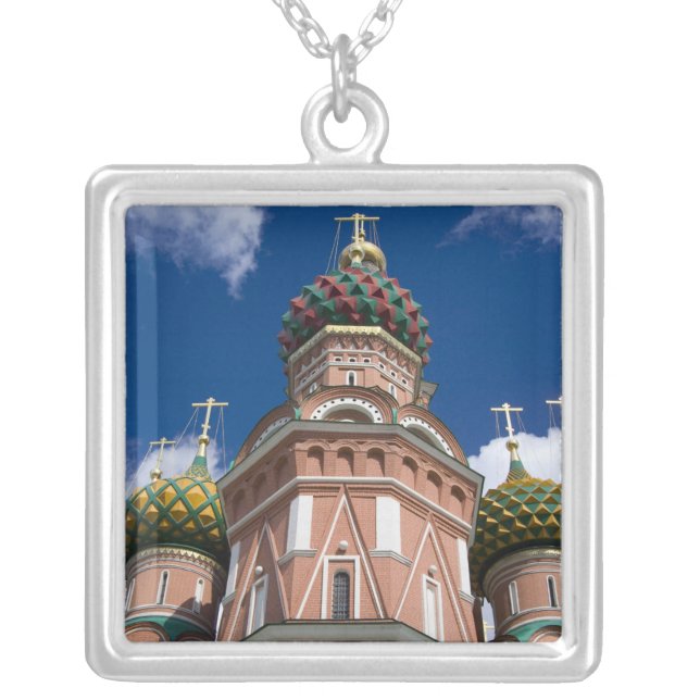 Russia, Moscow, Red Square. St. Basil's 2 Silver Plated Necklace (Front)