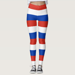 Russia National Flag Colours Horizontal Striped Leggings