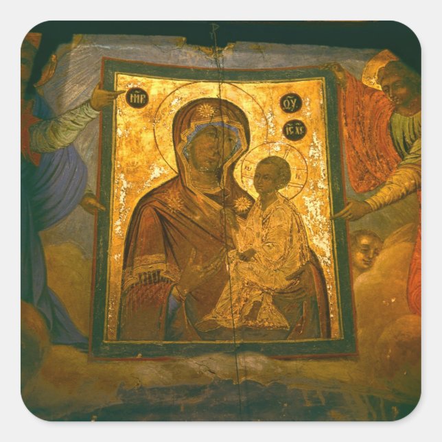 Russia, Novgorod Province, Tikhvin Monastery, Square Sticker (Front)