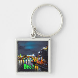 Russia or Russian Federation Moscow At Night Key Ring