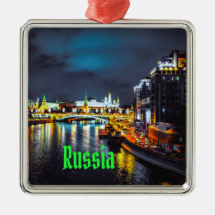 Russia or Russian Federation Moscow At Night Metal Tree Decoration