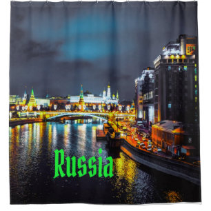 Russia or Russian Federation Moscow At Night Shower Curtain