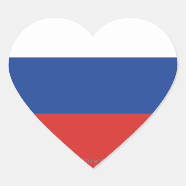 Russia Plain Flag Heart Sticker (Front)