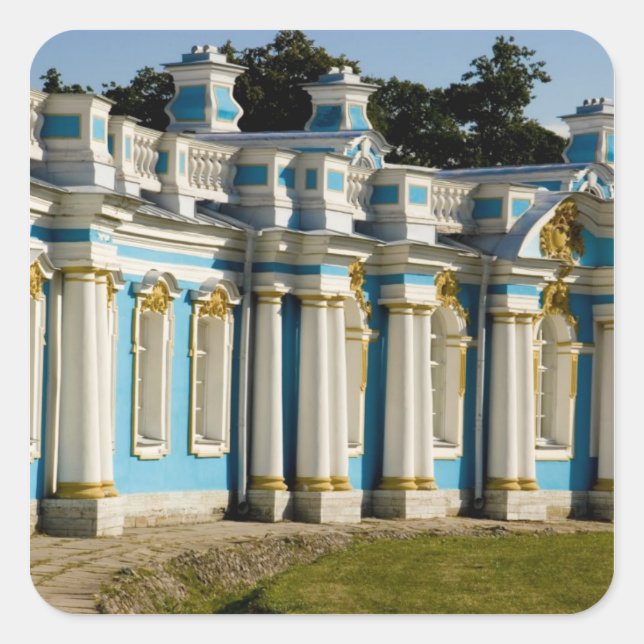 Russia, Pushkin. Portion of Catherine Palace. Square Sticker (Front)