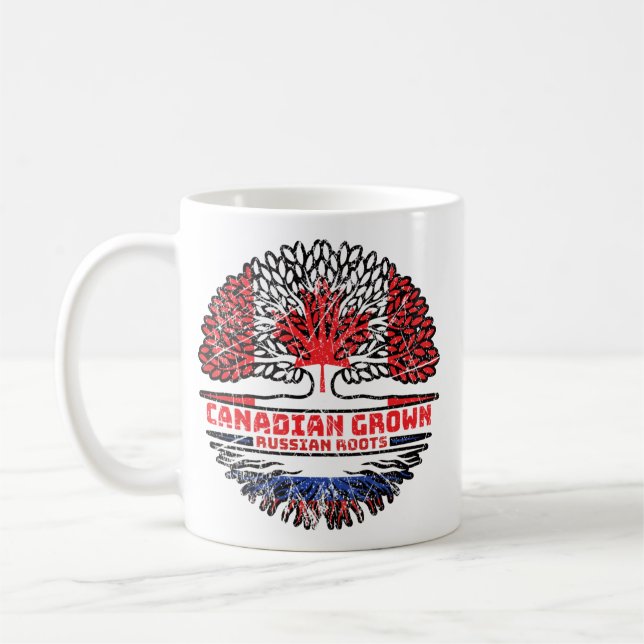 Russia Russian Canadian Canada Tree Roots Flag Coffee Mug (Left)