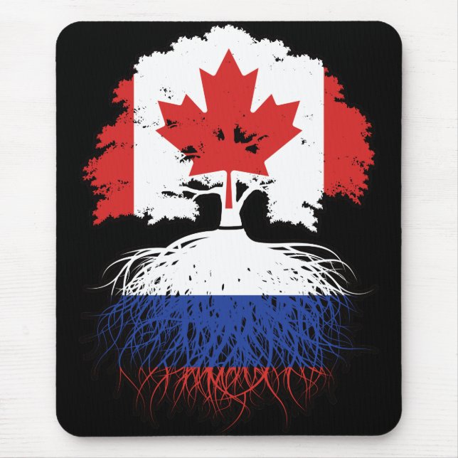 Russia Russian Canadian Canada Tree Roots Flag Mouse Mat (Front)