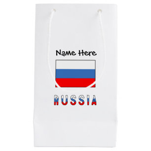 Russia Russian Flag Black Personalisation Small Gift Bag