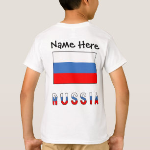 Russia Russian Flag Black Personalisation  T-Shirt