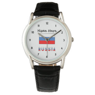Russia Russian Flag Black Personalisation Watch