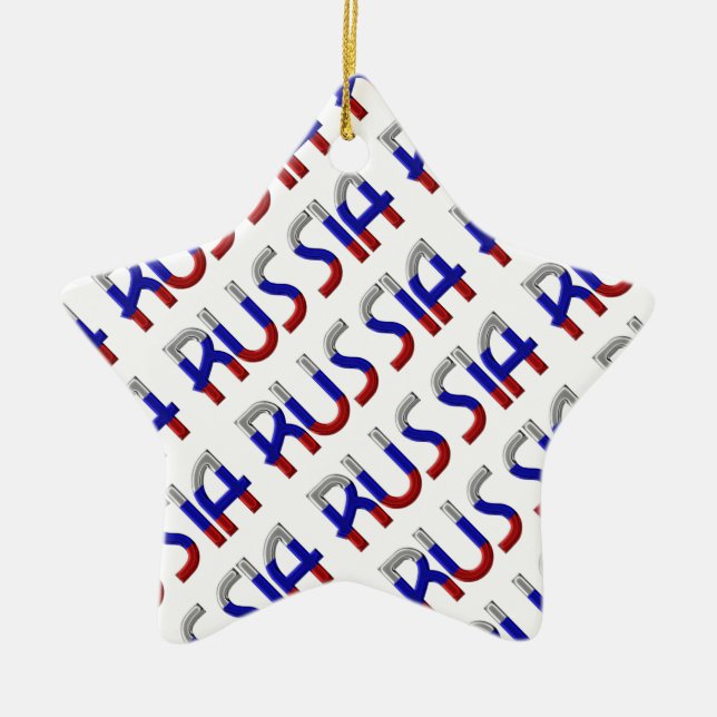 Russia Russian Flag Colours Typography Elegant Ceramic Tree Decoration (Front)