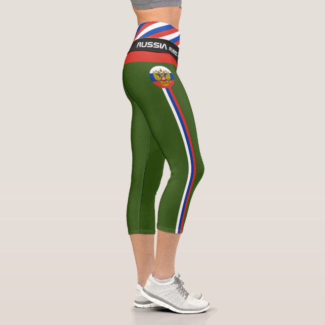Russia & Russian Flag fashion, Fitness, Sport Army Capri Leggings (Right)