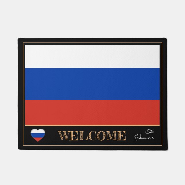 Russia & Russian Flag house mats/sports Welcome Doormat (Front)
