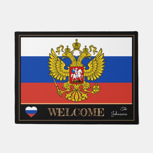 Russia & Russian Flag house mats/sports Welcome  Doormat (Front)