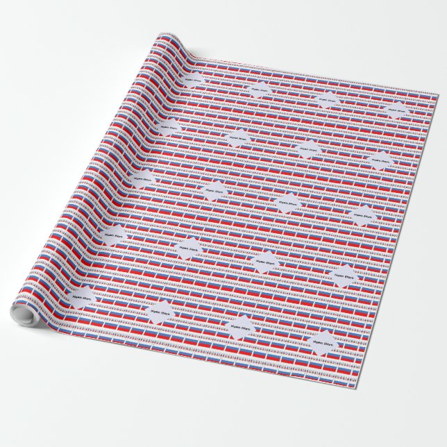 Russia Russian Flag Tiled Black Personalisation  Wrapping Paper (Unrolled)