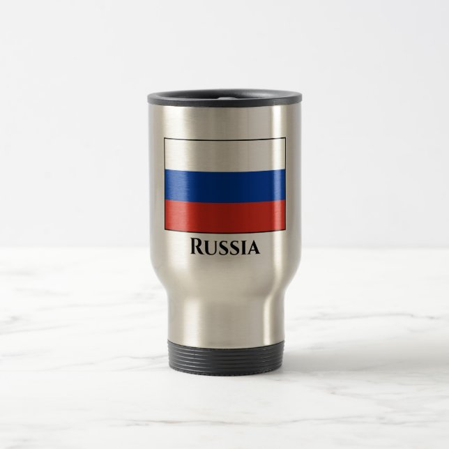 Russia (Russian) Flag Travel Mug (Center)