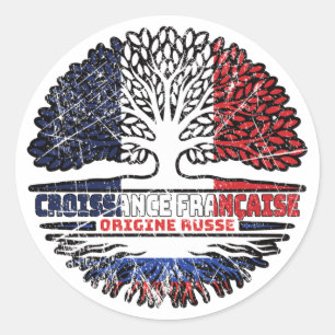 Russia Russian French France Tree Roots Flag Classic Round Sticker