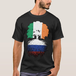 Russia Russian Irish Ireland Tree Roots Flag T-Shirt