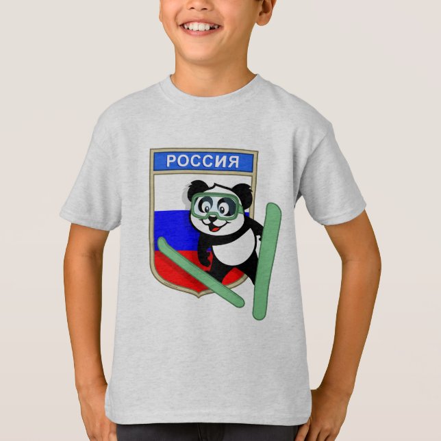 Russia Ski-jumping Panda T-Shirt (Front)
