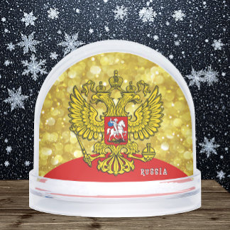 Russia Snow Globe, Russian Flag / Golden Eagle Snowglobe