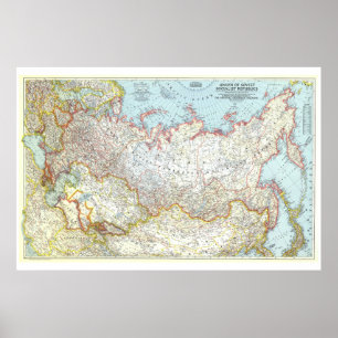 " Russia (Soviet Union): 1944 Detailed MAP ... Poster