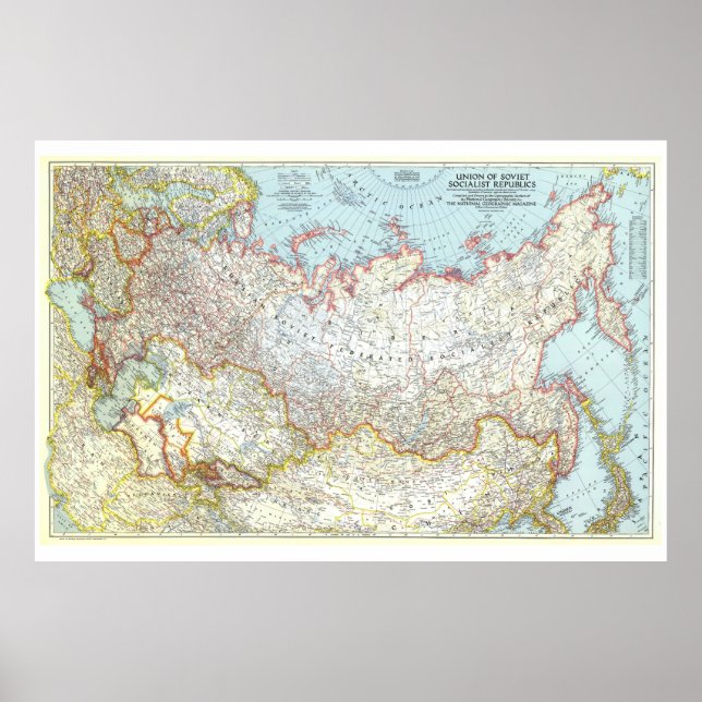 " Russia (Soviet Union): 1944 Detailed MAP ... Poster (Front)