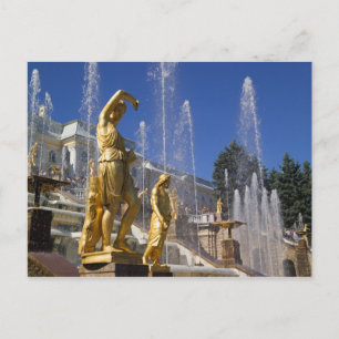 Russia, St. Petersburg, Golden statues in the Postcard